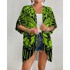 imageBsubseach Womens Kimono Cardigan Open Front Bathing Suit Cover Up Half Sleeve Cardigans Casual Beach TopBright Green