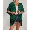 imageBsubseach Womens Kimono Cardigan Open Front Bathing Suit Cover Up Half Sleeve Cardigans Casual Beach TopGreen