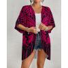 imageBsubseach Womens Kimono Cardigan Open Front Bathing Suit Cover Up Half Sleeve Cardigans Casual Beach TopRed