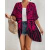 imageBsubseach Womens Kimono Cardigan Open Front Bathing Suit Cover Up Half Sleeve Cardigans Casual Beach TopRed