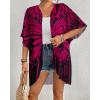 imageBsubseach Womens Kimono Cardigan Open Front Bathing Suit Cover Up Half Sleeve Cardigans Casual Beach TopRed