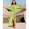 imageBsubseach Womens Kimono Swimsuit Cover Up Summer Beach Coverups 2025 Bathing Suit Casual Loose Cardigans for SwimwearGreen Geometric