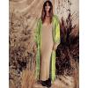 imageBsubseach Womens Kimono Swimsuit Cover Up Summer Beach Coverups 2025 Bathing Suit Casual Loose Cardigans for SwimwearGreen Geometric