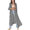 imageBsubseach Embroidery Bathing Suit Cover Ups for Women Half Sleeve Beach Kimono Swimsuit CoverupGrey