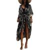 imageBsubseach Stylish Tie Dye Open Front Long Kimono Swimsuit Cover Up for Women Swimwear Cover UpsCblack Tie Dye