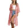 imageBsubseach Women Mesh Cardigan Bikini Beach Kimono Open Front Swimsuit Cover Ups SwimwearEpink