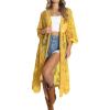 imageBsubseach Women Mesh Cardigan Bikini Beach Kimono Open Front Swimsuit Cover Ups SwimwearYellow
