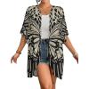 imageBsubseach Womens Kimono Cardigan Open Front Bathing Suit Cover Up Half Sleeve Cardigans Casual Beach TopBlack