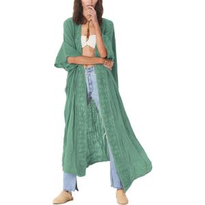 imageBsubseach Embroidery Bathing Suit Cover Ups for Women Half Sleeve Beach Kimono Swimsuit CoverupGreen