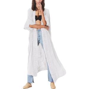 imageBsubseach Embroidery Bathing Suit Cover Ups for Women Half Sleeve Beach Kimono Swimsuit CoverupWhite
