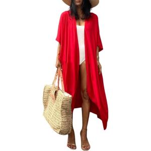 imageBsubseach Stylish Tie Dye Open Front Long Kimono Swimsuit Cover Up for Women Swimwear Cover UpsIred
