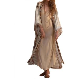 imageBsubseach Womens Kimono Swimsuit Cover Up Summer Beach Coverups 2025 Bathing Suit Casual Loose Cardigans for SwimwearGold Geometric