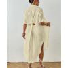 imageBsubseach 2025 Cotton Beach Cover Up for Women  Long Button Down Swimsuit Coverup Bathing Suit Shirt Dress Vacation Outfits1apricot