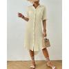 imageBsubseach 2025 Cotton Beach Cover Up for Women  Long Button Down Swimsuit Coverup Bathing Suit Shirt Dress Vacation Outfits1apricot