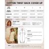 imageBsubseach 2025 Cotton Beach Cover Up for Women  Long Button Down Swimsuit Coverup Bathing Suit Shirt Dress Vacation Outfits1apricot