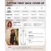 imageBsubseach 2025 Cotton Beach Cover Up for Women  Long Button Down Swimsuit Coverup Bathing Suit Shirt Dress Vacation Outfits1black
