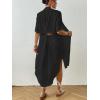imageBsubseach 2025 Cotton Beach Cover Up for Women  Long Button Down Swimsuit Coverup Bathing Suit Shirt Dress Vacation Outfits1black