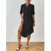 imageBsubseach 2025 Cotton Beach Cover Up for Women  Long Button Down Swimsuit Coverup Bathing Suit Shirt Dress Vacation Outfits1black