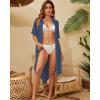 imageBsubseach 2025 Cotton Beach Cover Up for Women  Long Button Down Swimsuit Coverup Bathing Suit Shirt Dress Vacation Outfits1dusty Navy