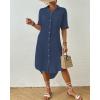 imageBsubseach 2025 Cotton Beach Cover Up for Women  Long Button Down Swimsuit Coverup Bathing Suit Shirt Dress Vacation Outfits1dusty Navy