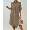 imageBsubseach 2025 Cotton Beach Cover Up for Women  Long Button Down Swimsuit Coverup Bathing Suit Shirt Dress Vacation Outfits1khaki Grey
