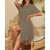 imageBsubseach 2025 Cotton Beach Cover Up for Women  Long Button Down Swimsuit Coverup Bathing Suit Shirt Dress Vacation Outfits1khaki Grey