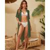 imageBsubseach 2025 Cotton Beach Cover Up for Women  Long Button Down Swimsuit Coverup Bathing Suit Shirt Dress Vacation Outfits1seaweed Green