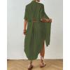 imageBsubseach 2025 Cotton Beach Cover Up for Women  Long Button Down Swimsuit Coverup Bathing Suit Shirt Dress Vacation Outfits1seaweed Green