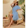 imageBsubseach 2025 Cotton Beach Cover Up for Women  Long Button Down Swimsuit Coverup Bathing Suit Shirt Dress Vacation Outfits1sky Blue