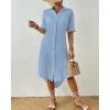 imageBsubseach 2025 Cotton Beach Cover Up for Women  Long Button Down Swimsuit Coverup Bathing Suit Shirt Dress Vacation Outfits1sky Blue
