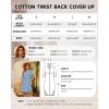 imageBsubseach 2025 Cotton Beach Cover Up for Women  Long Button Down Swimsuit Coverup Bathing Suit Shirt Dress Vacation Outfits1sky Blue