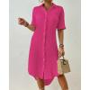 imageBsubseach 2025 Cotton Beach Cover Up for Women  Long Button Down Swimsuit Coverup Bathing Suit Shirt Dress Vacation Outfits2intense Hot Pink