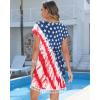 imageBsubseach American Flag Dresses for Women Short Sleeve Beach Cover Up Patriotic Midi Dress 4th of July Beach DressTie Dye Stars