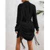 imageBsubseach Bathing Suit Cover Ups for Women Drawstring Beach Cover up Button Down Swimsuit Bikini Swimwear Shirt DressBlack