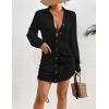 imageBsubseach Bathing Suit Cover Ups for Women Drawstring Beach Cover up Button Down Swimsuit Bikini Swimwear Shirt DressBlack