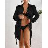 imageBsubseach Bathing Suit Cover Ups for Women Drawstring Beach Cover up Button Down Swimsuit Bikini Swimwear Shirt DressBlack