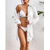 imageBsubseach Bathing Suit Cover Ups for Women Drawstring Beach Cover up Button Down Swimsuit Bikini Swimwear Shirt DressWhite