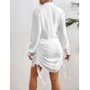 imageBsubseach Bathing Suit Cover Ups for Women Drawstring Beach Cover up Button Down Swimsuit Bikini Swimwear Shirt DressWhite