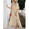 imageBsubseach Beach Coverup Women Bathing Suit Tie Front Long Coverups Lace Kimonos Sexy Swimsuit Resort Wear Vacation EssentialsIlight Yellow