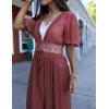 imageBsubseach Beach Coverup Women Bathing Suit Tie Front Long Coverups Lace Kimonos Sexy Swimsuit Resort Wear Vacation EssentialsIrust Red