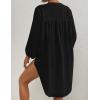 imageBsubseach Beach Shirts Coverups for Women Long Sleeve Bathing Suit Cover Up Gauzy TopBlack