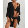 imageBsubseach Beach Shirts Coverups for Women Long Sleeve Bathing Suit Cover Up Gauzy TopBlack