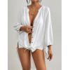 imageBsubseach Beach Shirts Coverups for Women Long Sleeve Bathing Suit Cover Up Gauzy TopWhite