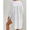 imageBsubseach Beach Shirts Coverups for Women Long Sleeve Bathing Suit Cover Up Gauzy TopWhite
