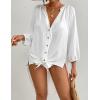 imageBsubseach Beach Shirts Coverups for Women Long Sleeve Bathing Suit Cover Up Gauzy TopWhite