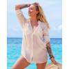 imageBsubseach Button Down Swim Cover Up Shirt Sexy Long Sleeve Beach Blouse Bathing Suit Cover Ups for WomenApricot