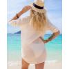 imageBsubseach Button Down Swim Cover Up Shirt Sexy Long Sleeve Beach Blouse Bathing Suit Cover Ups for WomenApricot