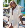 imageBsubseach Button Down Swim Cover Up Shirt Sexy Long Sleeve Beach Blouse Bathing Suit Cover Ups for WomenApricot