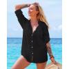 imageBsubseach Button Down Swim Cover Up Shirt Sexy Long Sleeve Beach Blouse Bathing Suit Cover Ups for WomenBlack