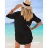 imageBsubseach Button Down Swim Cover Up Shirt Sexy Long Sleeve Beach Blouse Bathing Suit Cover Ups for WomenBlack